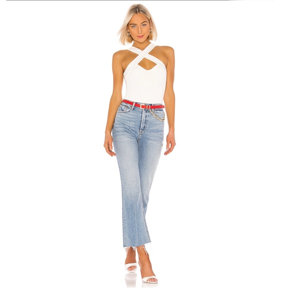 REVOLVE Superdown Gene Cross Front Bodysuit in White - Picture 4 of 5